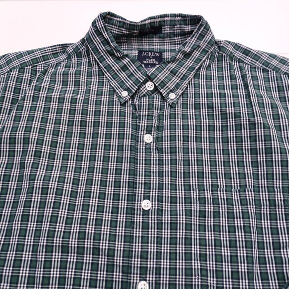J.Crew Green Plaid Flex Washed Shirt L Classic Ivy Collegiate Preppy - Picture 5 of 9